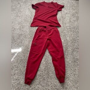 KOA scrub top and bottom.